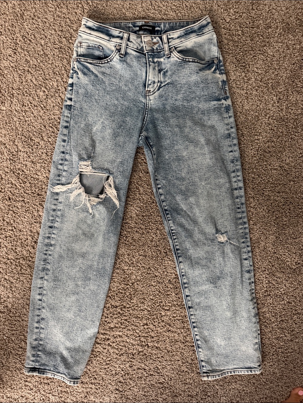 Express Light Wash Distressed Boyfriend Jeans